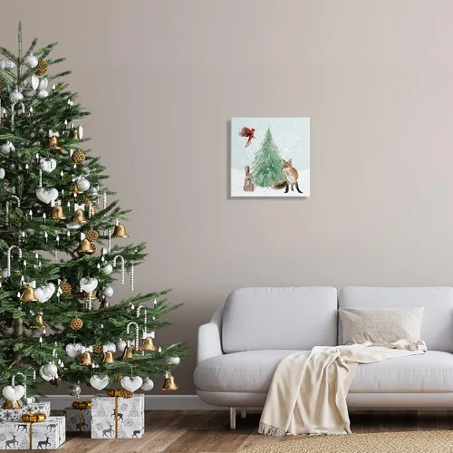 Vista 4 de Stupell Industries Árbol de Navidad decorado con copos de nieve, diseño de Grace Popp Placa de pared