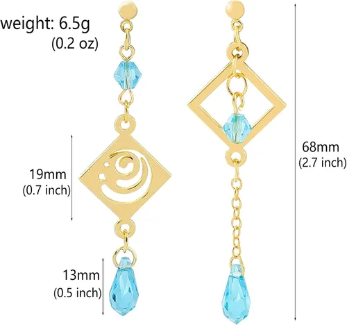 Vista 4 de Genshin Dangle Earrings For Women Girl - Anime Figure Element Eye Of God Anemo Vision Earrings Venti Cosplay Jewelry For Christmas Halloween