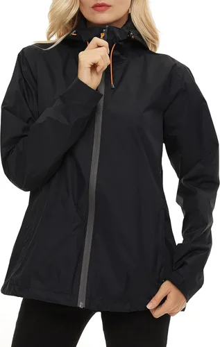 Vista 3 de Chaqueta de lluvia para mujer ligera impermeable con capucha cortavientos ajustable rompevientos