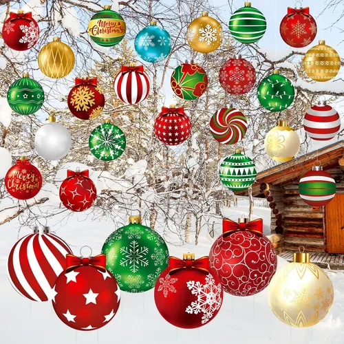 Vista 4 de Huwena 30 Piezas Decoraciones Navideñas Colgantes para Exteriores Copos de Nieve Dulces Letreros de Jardín Incluye 6 Estacas de Plástico para Jardín