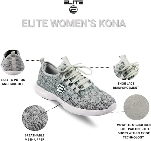 Vista 6 de ELITE Kona - Zapatos de bolos para mujer, ligeros, transpirables, suela universal