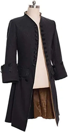 Vista 2 de Mens Steampunk Vintage Jacket Gothic Victorian Frock Coat Uniform Halloween Costume Tailcoat