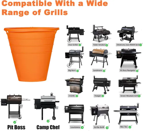 Vista 6 de 2 piezas de forros reutilizables de silicona para cubo de grasa Compatible con Traeger/Pit Boss ect/Oklahoma Joe' /Forro para bandeja de goteo