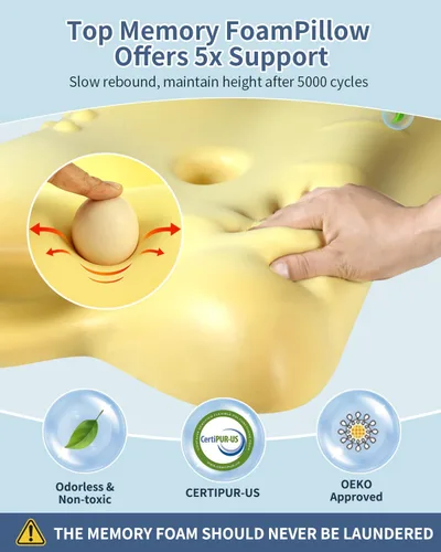 Vista 10 de Almohada cervical cervical para aliviar el dolor, almohada ergonómica para dormir de lado para apoyar el cuello, almohadas ortopédicas de espuma