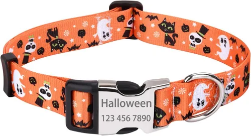Vista 17 de Mihqy Collares de perro personalizados, collar de perro personalizado con nombre y número de teléfono, múltiples patrones y 4 tamaños de collar