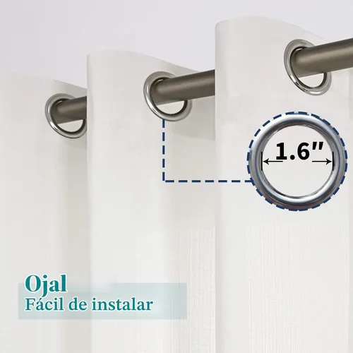 Vista 3 de BGment Cortinas cortas de lino transparente de 40 pulgadas para cafetería, con ojales, filtrado de luz, semitransparentes para ventanas pequeñas