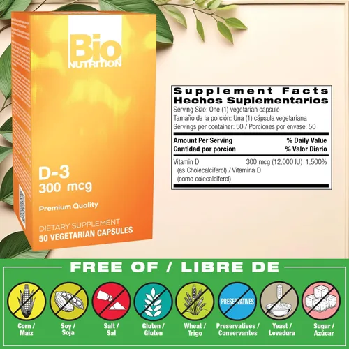 Vista 2 de Bio Nutrition D3 12000 Iu Vegi-Caps, 50