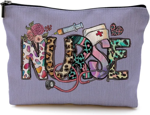 Vista 13 de Bolsas de maquillaje para enfermeras - Bolsas de cosméticos con cremallera para mujeres y estudiantes de enfermería Un estilo-enfermera-blanco