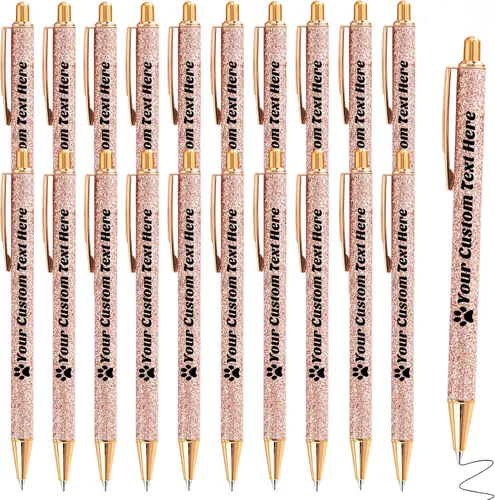 Vista 65 de 10 bolígrafos personalizados con purpurina, bolígrafos impresos personalizados a granel, bolígrafos retráctiles de tinta negra para graduación