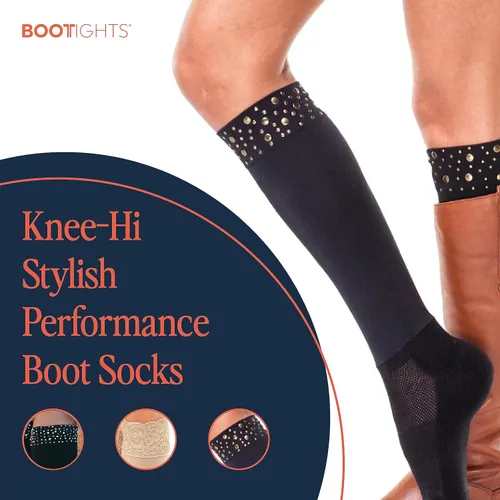 Vista 2 de Bootights Knee-Hi Performance Boot Socks with Spandex Compression - Cushioning - Moisture-Wicking - Mesh Zone Ventilation