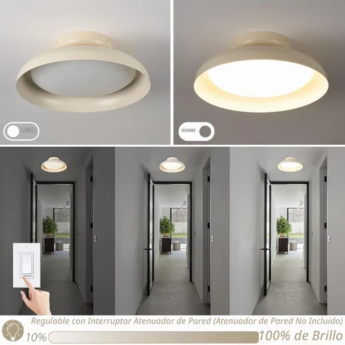 Vista 4 de BISAMIYA Lámpara de techo LED moderna regulable, lámpara de techo semiempotrada de 15.7 pulgadas, lámpara de ángulo ajustable, acento de latón