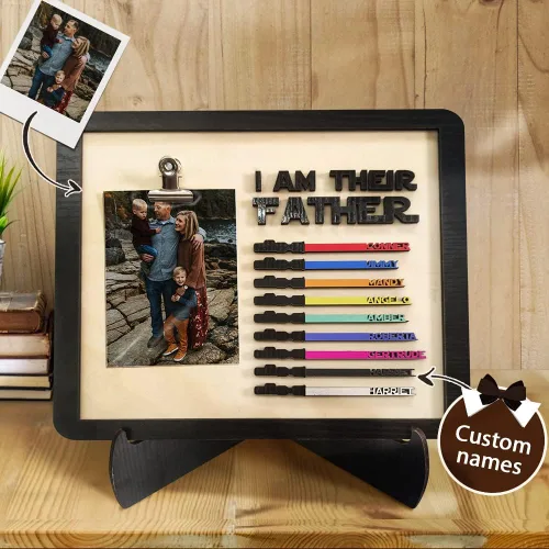 Vista 3 de Letrero personalizado con texto en inglés "I Am Their Father" para el Día del Padre, regalos para papá, marco de fotos personalizado, nombres