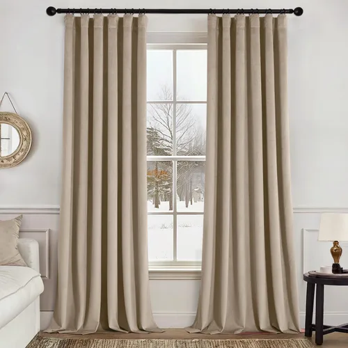 Vista 31 de MIULEE Cortinas de terciopelo de 84 pulgadas de largo, juego de 2 paneles para dormitorio, con pestaña trasera plisada, de lujo, aislamiento