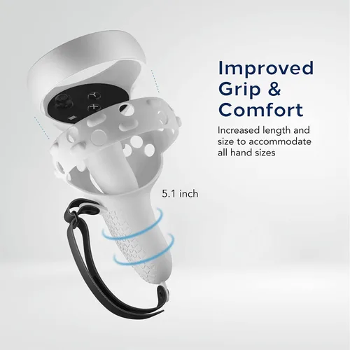 Vista 2 de TNP Controller Grips for Oculus Quest 2 Meta Quest 2 Knuckle Strap White VR Touch Controller Hand Grip Cover Protector Sleeve with Anti-Throw