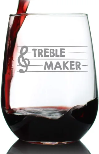 Vista 5 de Custom Treble Maker – Personalized Stemless Wine Glass - Funny Music Teacher Gifts for Women and Men - Fun Unique Musical Decor - Large - Customized