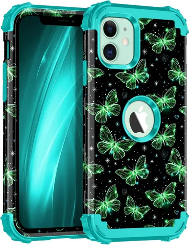 Vista 62 de Miqala Funda compatible con iPhone 8 Plus, iPhone 7 Plus, que brilla en la oscuridad, tres capas, resistente a los golpes, parachoques de plástico