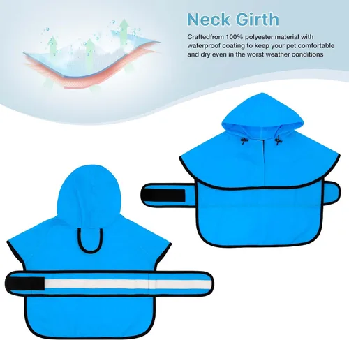Vista 3 de Impermeable ajustable impermeable para perros, chaqueta reflectante para perros con capucha, abrigo ligero para lluvia para perros pequeños