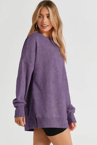 Vista 126 de SHEWIN Sudadera casual de manga larga con cuello redondo para mujer, ligera, holgada