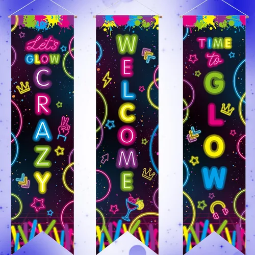 Vista 20 de Chiisong Cartel de fiesta de cumpleaños de 6 a 7 años, 3 piezas con temática de memes, carteles de cumpleaños de 7º porche, decoración de pared