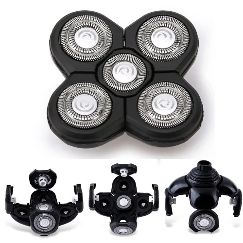 Vista 5 de Cabezas de repuesto para afeitadoras eléctricas para hombre, 5 en 1, reemplazable, alternativa, flotante, lavable, cabeza recortadora de cuchillas