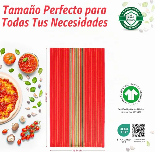 Vista 3 de THREAD SPREAD - Toallas de cocina 100% algodón, toallas de salsa, juego de 4 (16x28 pulgadas), paño de cocina multiusos para secar, restaurante