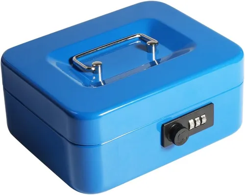 Vista 14 de Decaller Caja de dinero con cerradura de combinación, caja de seguridad de metal pequeña con bandeja de dinero, 7 4/5 x 6 4/5 x 3 3/5 pulgadas