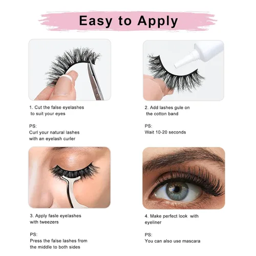Vista 5 de Pestañas naturales de ojo de gato, pestañas 3D de visón, paquete de 10 pares de pestañas postizas cortas y esponjosas, pestañas postizas