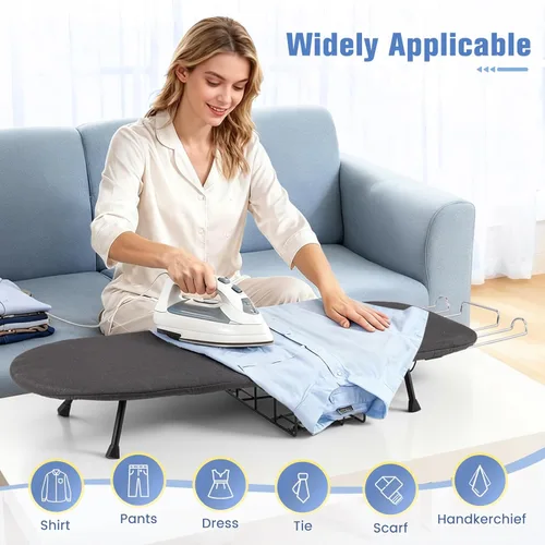Vista 3 de Tabla de planchar de mesa, pequeña tabla de planchar plegable con soporte de hierro, mini tabla de planchar portátil para espacios pequeños, mesa
