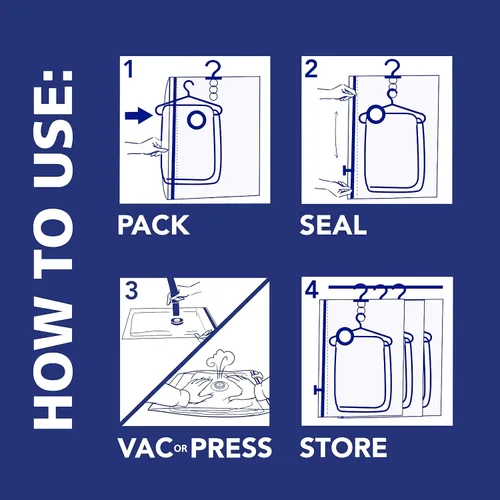 Vista 4 de Bolsas de almacenamiento al vacío Hefty Shrink-Pak - Ahorro de espacio para almacenamiento debajo de la cama, ropa y edredones, 3 veces más espacio