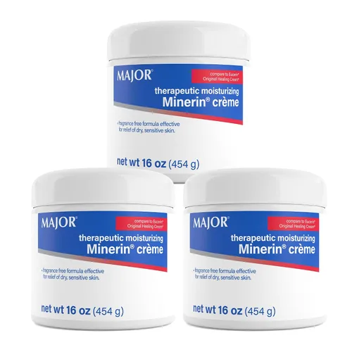 Vista 8 de MAJOR Minerin Créme hidratante terapéutico, crema hidratante corporal para piel seca, sin fragancia, 16 onzas (paquete de 1)