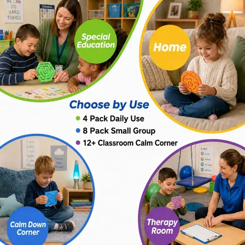 Vista 4 de Juguetes Esponjosos Sensoriales para Inquietos para Niños: Pack de 4 Juguetes Sensoriales Laberinto para Autismo - Juguetes para Inquietos con Goma