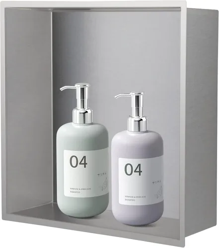 Vista 7 de Nicho de ducha de acero inoxidable cepillado de 12 x 6 pulgadas, organizador de ducha empotrado, inserto de estante de baño para instalación