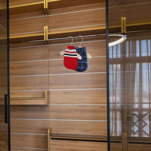 Vista 5 de Perchas de madera para perros, 10 perchas profesionales para mascotas para ropa de perros y gatos
