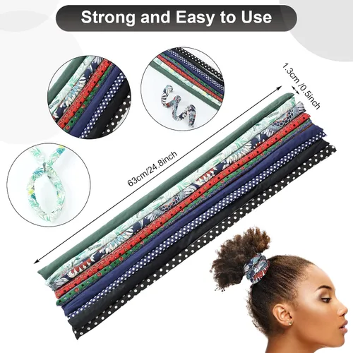 Vista 2 de Dingion 9 piezas de lazos para el cabello con cierre en espiral, accesorio de rastas largas, alambre de hierro incrustado para cola de caballo