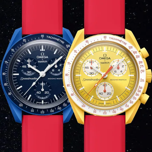 Vista 4 de Correa de reloj para Omega X Swatch Moonswatch Correa de reloj Speedmaster 20MM de liberación rápida de goma de repuesto