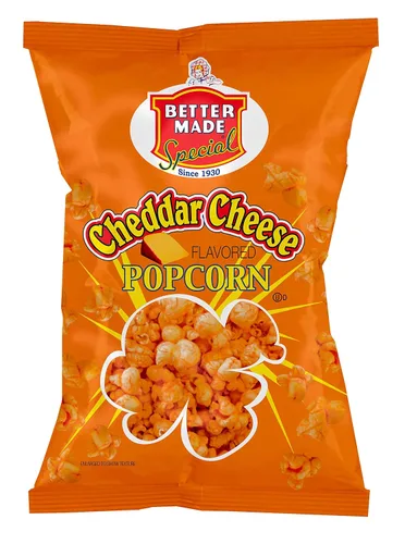 Vista 2 de Better Made Palomitas de maíz con sabor a queso especial, caja de 50 bolsas de 0.625 onzas (queso cheddar)