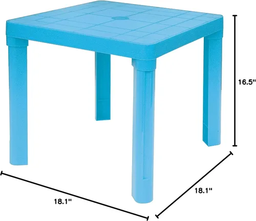 Vista 2 de Baby Lulu Mesa de juego ligera de polietileno para niños, 18.1 x 18.1 pulgadas, fácil de almacenar, fabricada en Italia, color azul