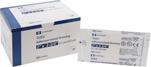 Vista 2 de 7540 Apósito Telfa Island Wound LF St Gauze 4x5 Adhesivo blanco 25 por caja Número de pieza 7540 by Kendall Company
