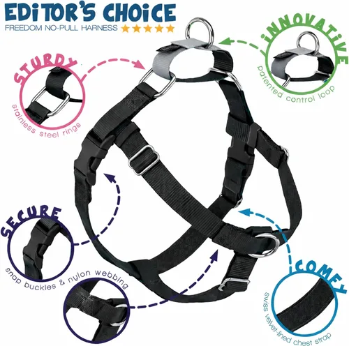 Vista 4 de 2 Hounds Design Freedom - Arnés para perro sin tirones, arnés ajustable, fácil de caminar y control cómodo, se adapta a perros pequeños, medianos