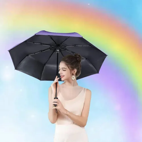 Vista 5 de NOOFORMER Paraguas compacto de viaje para sol y lluvia, ligero, pequeño, resistente al viento, impermeable, plegable, con 95% de protección UV