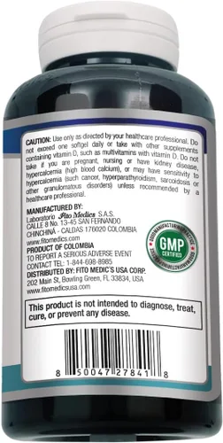 Vista 8 de FITO MEDIC'S Laboratorio - Vitamina d - 5000 UI de - Vitamina d3-360 cápsulas blandas - Vitamina d3 5000 iu - para hueso, dientes, músculo e