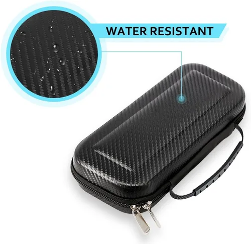 Vista 7 de TJS Case for Nintendo Switch with 2 Pack Tempered Glass Screen Protector Carbon Fiber Texture Hard Travel Carrying Case Shell Carry Pouch - Black