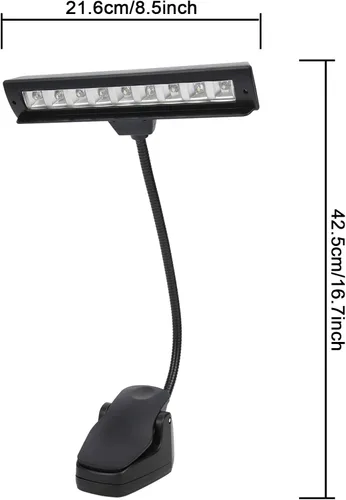 Vista 7 de Keenso Luces de soporte de música, lámpara de soporte de música recargable, luces LED de libro con clip en cuello ajustable recargable USB lámpara