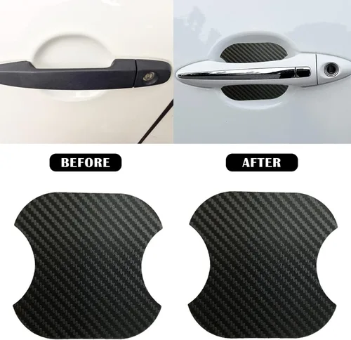 Vista 3 de kingsea 4 protectores contra arañazos para manija de puerta de automóvil, textura magnética extraíble de fibra de carbono 3D, textura de fibra