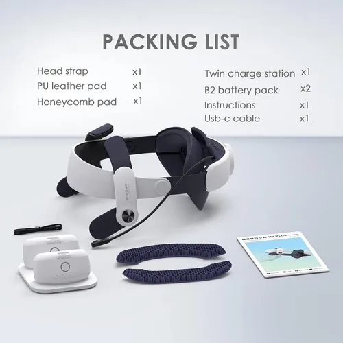 Vista 6 de BOBOVR M2 Plus Head Strap Twin Battery ComboCompatible with Quest 2Recirculating Power Supply SystemDual Battery Pack Magnetic Charging Dock