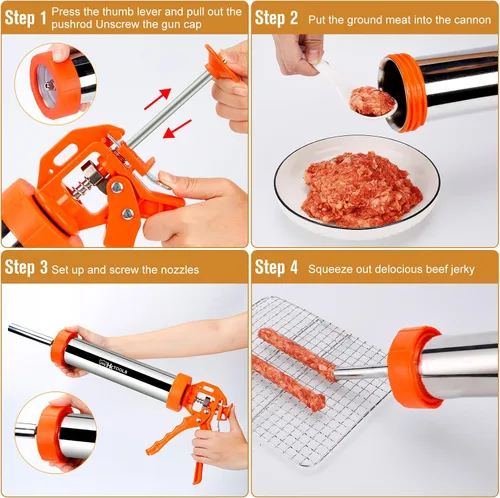 Vista 4 de Kits de pistola para carne seca de 2.5 LB de 5ª generación, pistola para hacer carne seca, pistola para carne de res, pistola para hacer cecina