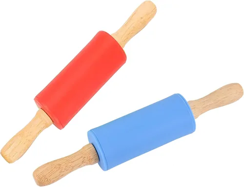 Vista 17 de Mini rodillo de silicona para niños, mango de madera antiadherente, 9 pulgadas, 1 paquete, color azul
