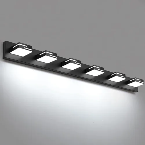 Vista 35 de Lámparas LED modernas para tocador de baño, 2 luces regulables de 15 pulgadas, color negro mate, para accesorios de iluminación de baño sobre