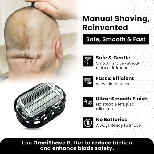 Vista 3 de Omnishaver - Afeitadoras bidireccionales prémium para hombres y mujeres, 3 veces más rápidas que las maquinillas de afeitar desechables, suaves