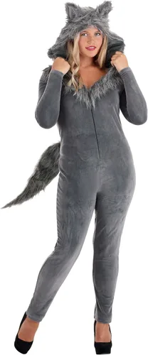 Vista 3 de Womens Grey Wolf Costume Women Wolf Costume Adult Sexy Jumpsuit